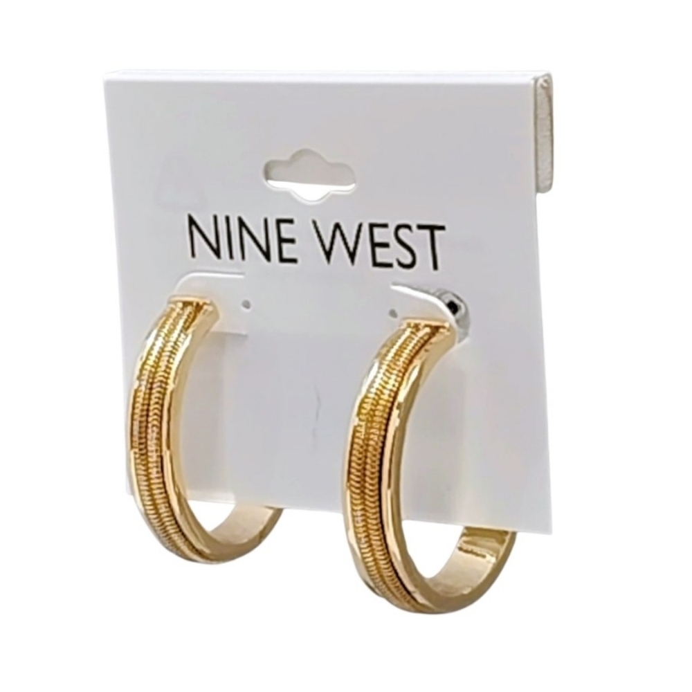 Nine West Ribbed Half Hoop Earrings